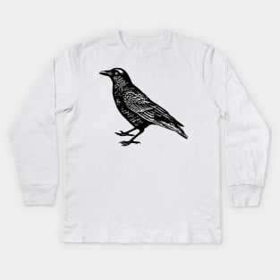 Vintage Crow Kids Long Sleeve T-Shirt